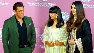 Aaradhya Bachchan Cute Blushing With Salman Khan When He Posing With Aishwarya Rai At NMACC Event