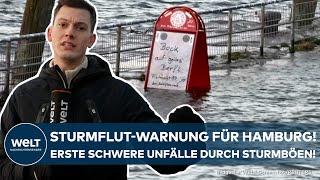 STURMFLUT-WARNUNG FÜR HAMBURG: Elbe tritt über die Ufer! Pegel steigt rasant an - erste Unfälle!