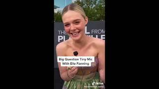 anya taylor-joy, elle fanning and andrew garfield having fun with the tiny microphone