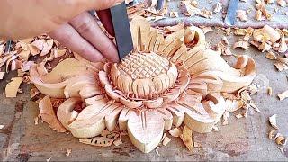 beautiful wood carving || wood carving ideas || wood carving flower and leaf.