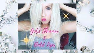 HOW TO ACHIEVE THIS GOLD SHIMMER & BOLD LIPS EASY MAKEUP LOOK!