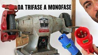 Convertire una mola da banco da trifase a monofase con il condensatore