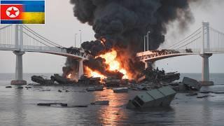 3 MINUTES AGO! Ukrainian Cluster Bomb Collapsed Crimean Bridge with North Korean Elite Reinforcement