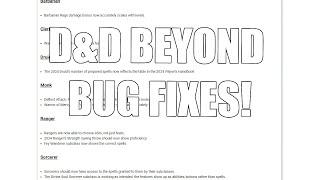 D&D Beyond Bug Fixes | Nerd Immersion