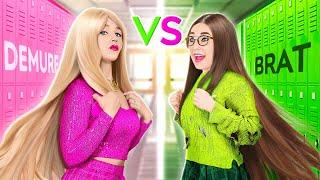 Mindful Demure vs Mean Brat! Rich vs Broke School Hacks & Funny Moments by 123 GO!