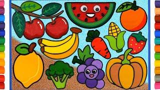 Fruits and Vegetables Compilation | Jelly Painting, Drawing and Coloring for Kids, Learn colors