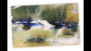 756 Watercolour Abstract Landscape with Brusho Crystals #watercolor