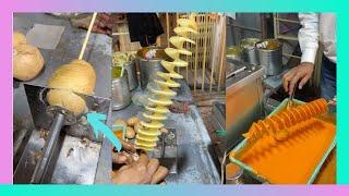 Tornado Stick or Spiral potato Of Indore/ Making of Potato Twister / Spiral Fries in Sarafa Bazar