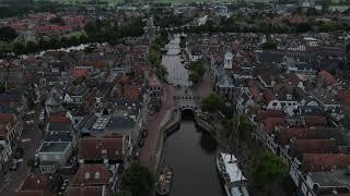 4K Raw Drone Footage of The Canals in the City of Dokkum