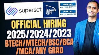Superset Official Hiring 2023/2024/2025 | Idea2IT offcampus | Btech/Mtech/MCA/BSC/BCA