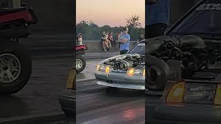 Mustang Wheelie Almost Crashes Vs Wagon Shoots Flames!