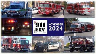 Fire Trucks, Ambulances, and Police Cars Responding Compilation | November 2024