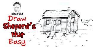 How to draw a sheperd's hut  easy and Step by Step | Ripon's Art