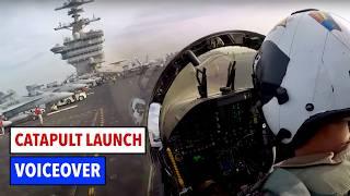 Ride Along a Catapult Launch from a PACKED Carrier