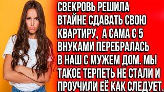 Свекровь решила втайне сдавать свою квартиру, а сама с 5 внуками перебралась в наш с мужем дом...