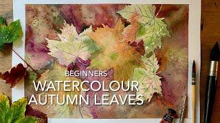 Beginners WATERCOLOR AUTUMN LEAVES PAINTING Loose Watercolour PAINTING Techniques Tutorial Landscape