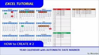 How to Create Excel Calendar for Specific Year with Automatic Date Marker