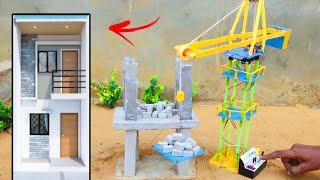 Tower crane mini house construction | Concrete mixture machine | Science project