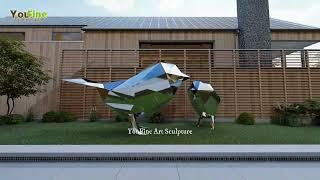 Stainless Steel Geometric Bird Sculpture for Outdoor Lawn Decor from Manufacturer