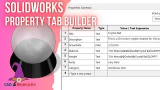 SOLIDWORKS Tutorial - Create Custom Properties With The Property Tab Builder