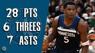 Anthony Edwards 28 pts 6 threes 7 asts vs Celtics 24/25 season