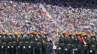 Members of the Zimbabwe Defence Forces marching past the Parade Square