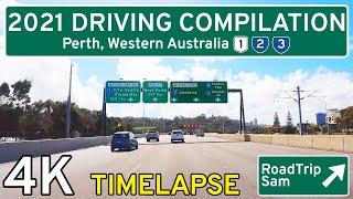 Driving Around Perth, Western Australia  [4K] - 2021 RoadTripSam Time-lapse Compilation