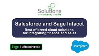 Salesforce and Sage Intacct - Best of breed cloud solutions for integrating finance and sales