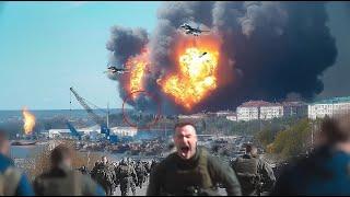 JUST NOW!Russian LARGEST Sea Port with MILLIONS OF TONS of North Korean Ammo Blown by Ukraine's F-16