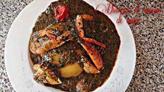 Foutou sauce Kplala Cuisine ivoirienne /jute leaves soup