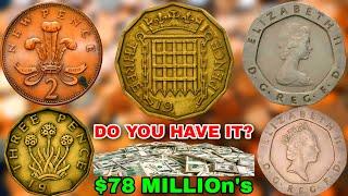 TOP 5 MOST VALUABLE UK OLD COINS TWENTYM PENCE COINS, 2 NEW PENCE COIN, THREE PENCE COINS BIG MONEY!