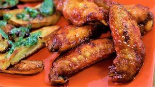 Sweet and Spicy Buffalo Chicken Wings and hot sauce