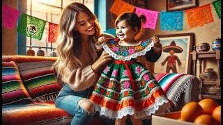  OBEII Toddler Baby Girls Traditional Floral Embroidered Dress | Best Toddler Girl Mexican Dress 