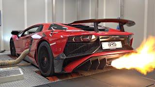 Lamborghini Aventador SV with Capristo Decat Exhaust Shooting FIRE on the DYNO | *VOLUME WARNING* ️