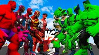 5 Red Superheroes TAKE ON 5 Green Superheroes In EPIC Battle