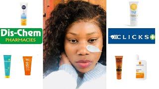 Cheap sunscreen for glowy skin and even tone  from clicks and dis-chem |NO WHITE CAST|#blackgirl