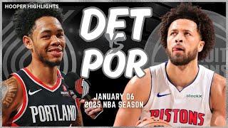 Detroit Pistons vs Portland Trail Blazers Full Game Highlights | Jan 6 | 2025 NBA Season