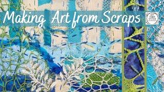 Fabric Art, use scraps creatively to make a collage for embroidery. #textileart  #craft  #stitch