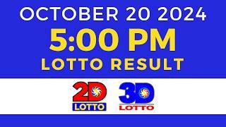 5pm Lotto Result Today October 20 2024 | PCSO Swertres Ez2