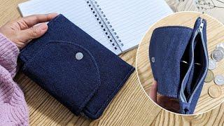 DIY Easy 4-Compartment Medium Size Denim Wallet | Old Jeans Idea | Wallet Tutorial | Upcycle Craft