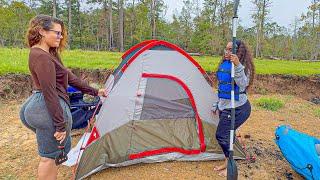 2 Sisters Living in a Tent Off Grid in The wilderness FAR Away Family