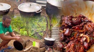 Jamaican Outdoor Cooking Skills Dinner Time Rice&peas With Oxtail Cook Down With Beans