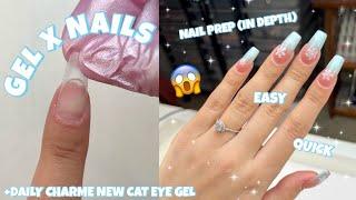 HOW TO DO GEL X NAILS AT HOME | NAIL PREP TO MAKE YOUR NAILS LAST 3+ WEEKS | DAILY CHARME SYSTEM