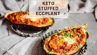 Baked Keto Stuffed Eggplant Boats