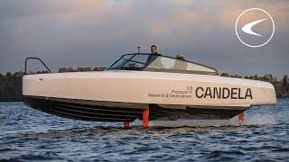 Hydrofoiling electric boat Candela C-8's maiden flight