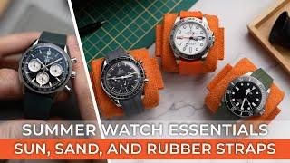 Aftermarket rubber straps for the Omega Speedmaster,  Rolex Explorer II, Tudor Pelagos39, ...