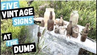 Dump Digging With an Excavator in Oriska, North Dakota. Antique Bottles and Vintage Signs.