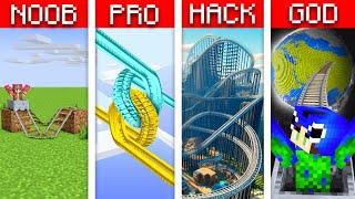 Minecraft ROLLER COASTER BUILD CHALLENGE : NOOB vs PRO vs HACKER