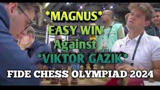 Magnus Secures Convincing Victory Against Viktor Gazik at FIDE Chess Olympiad 2024 // Highlights