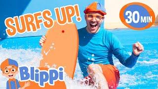 Blippi Learns to Surf at a Water Park! Summer Videos for Kids